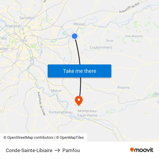 Conde-Sainte-Libiaire to Pamfou map