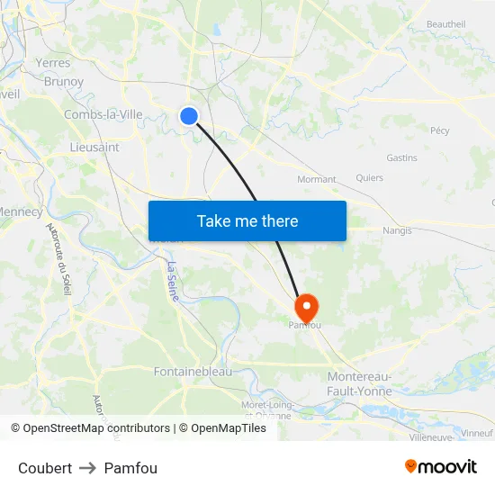 Coubert to Pamfou map