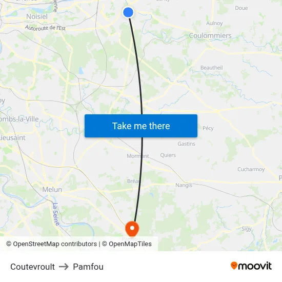 Coutevroult to Pamfou map