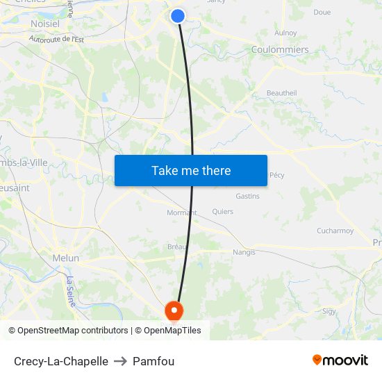Crecy-La-Chapelle to Pamfou map