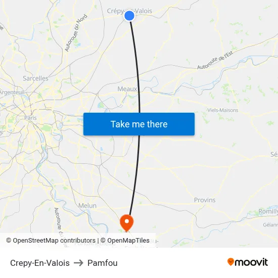 Crepy-En-Valois to Pamfou map