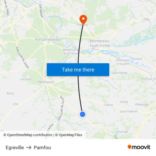 Egreville to Pamfou map