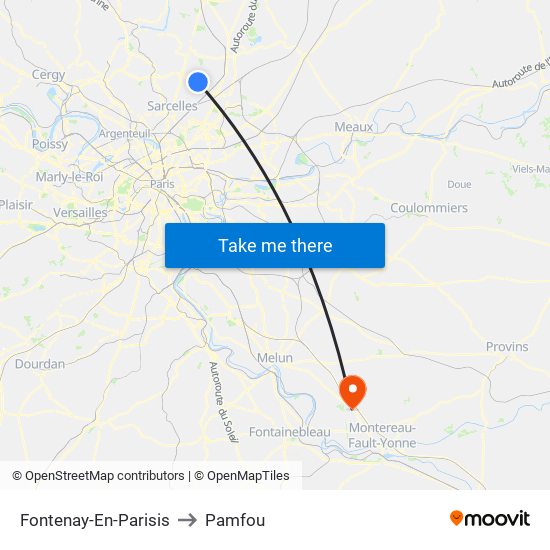 Fontenay-En-Parisis to Pamfou map