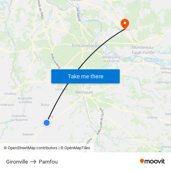Gironville to Pamfou map