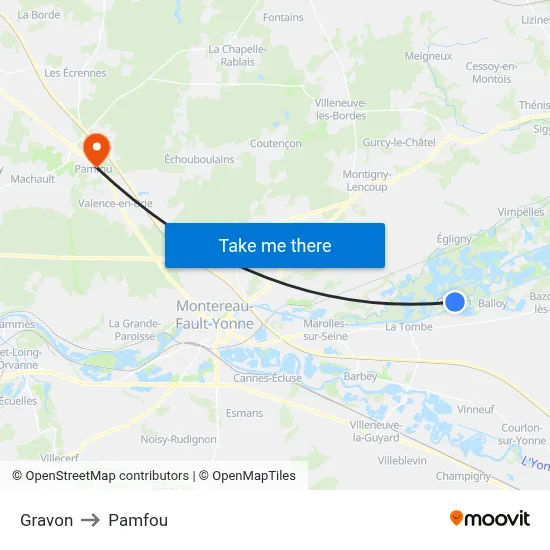 Gravon to Pamfou map