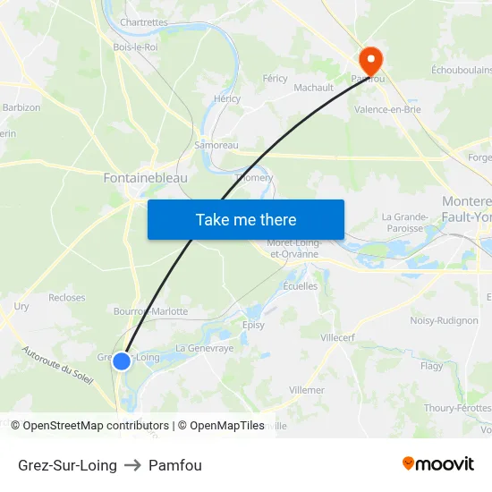 Grez-Sur-Loing to Pamfou map