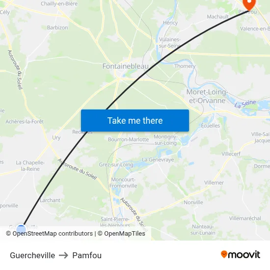 Guercheville to Pamfou map