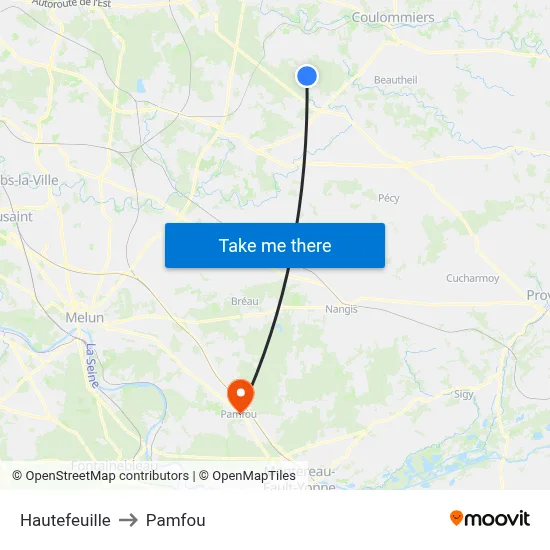 Hautefeuille to Pamfou map