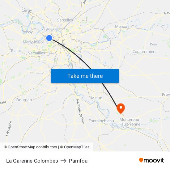La Garenne-Colombes to Pamfou map