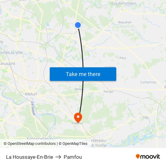 La Houssaye-En-Brie to Pamfou map