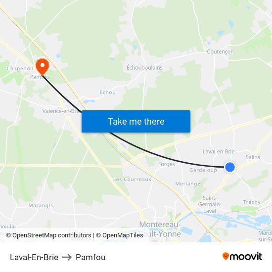Laval-En-Brie to Pamfou map