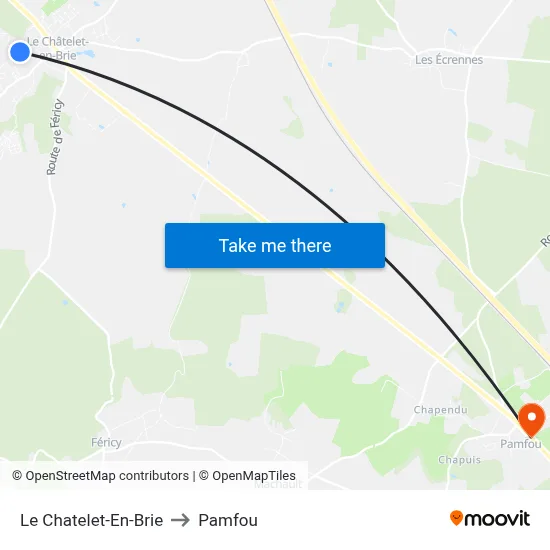 Le Chatelet-En-Brie to Pamfou map