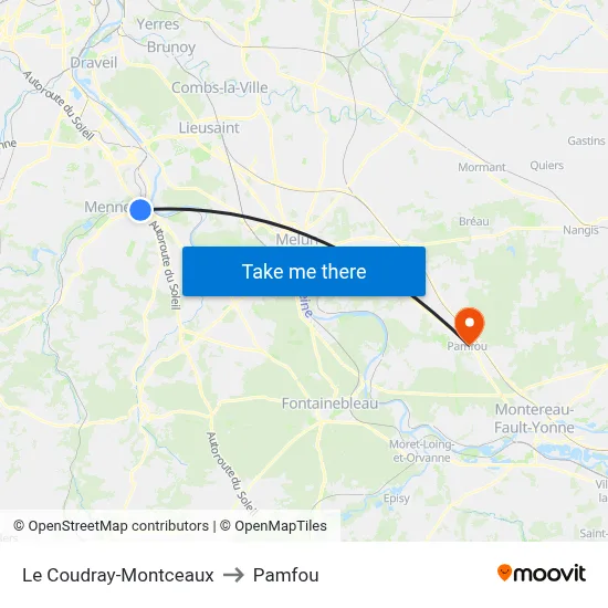 Le Coudray-Montceaux to Pamfou map