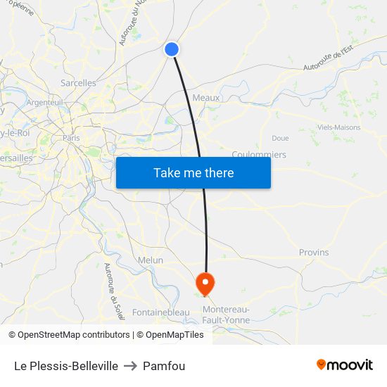 Le Plessis-Belleville to Pamfou map