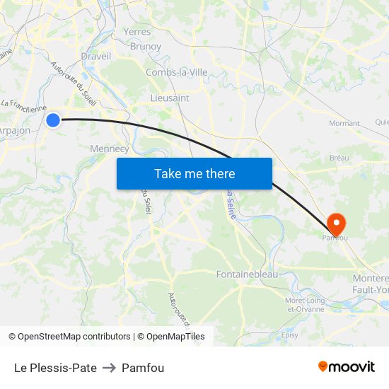 Le Plessis-Pate to Pamfou map