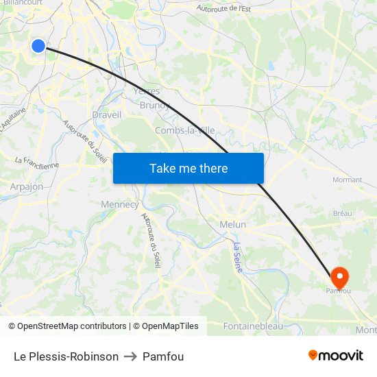 Le Plessis-Robinson to Pamfou map