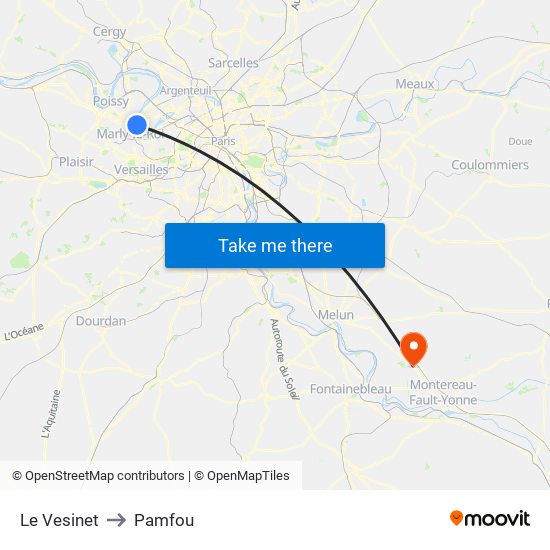 Le Vesinet to Pamfou map