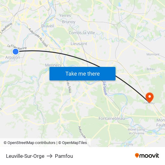Leuville-Sur-Orge to Pamfou map