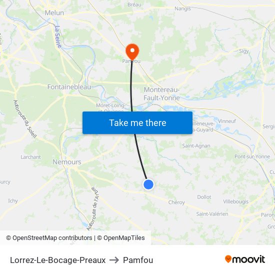 Lorrez-Le-Bocage-Preaux to Pamfou map