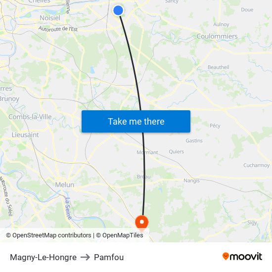 Magny-Le-Hongre to Pamfou map