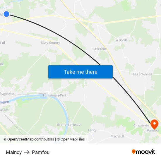 Maincy to Pamfou map
