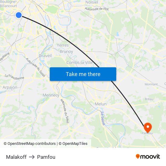 Malakoff to Pamfou map