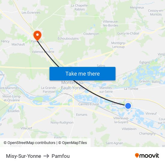 Misy-Sur-Yonne to Pamfou map