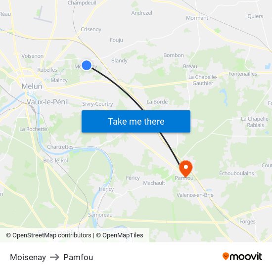 Moisenay to Pamfou map