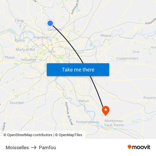 Moisselles to Pamfou map