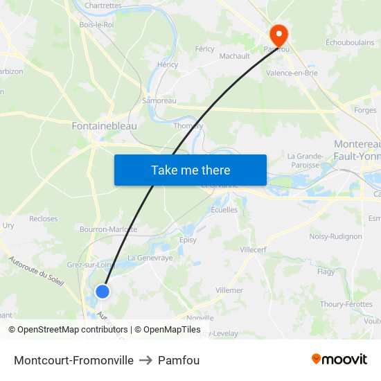 Montcourt-Fromonville to Pamfou map