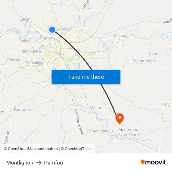 Montlignon to Pamfou map