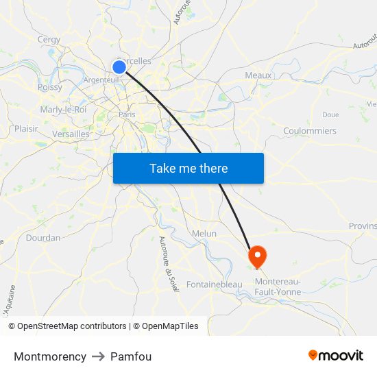 Montmorency to Pamfou map