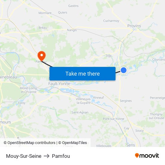 Mouy-Sur-Seine to Pamfou map