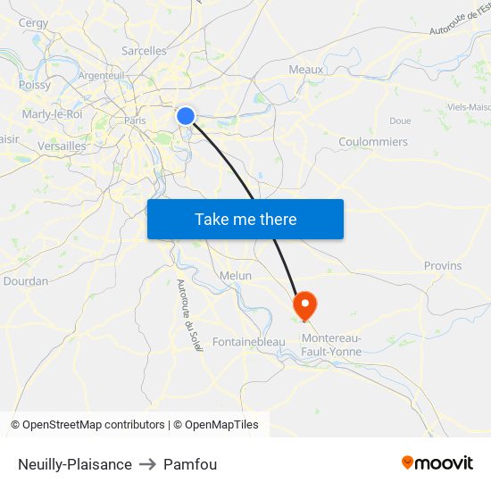 Neuilly-Plaisance to Pamfou map