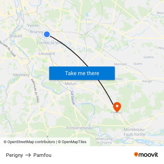 Perigny to Pamfou map