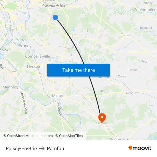 Roissy-En-Brie to Pamfou map