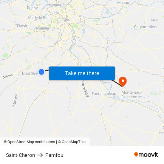 Saint-Cheron to Pamfou map