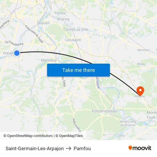 Saint-Germain-Les-Arpajon to Pamfou map
