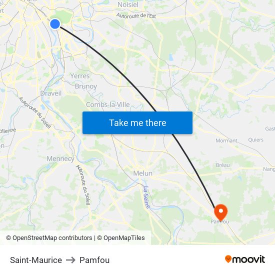 Saint-Maurice to Pamfou map