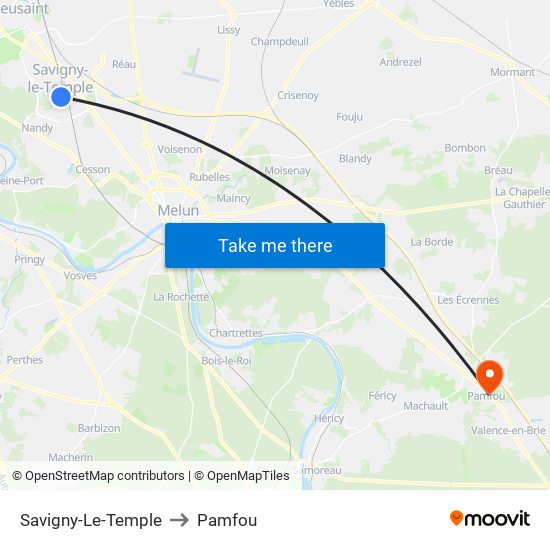 Savigny-Le-Temple to Pamfou map