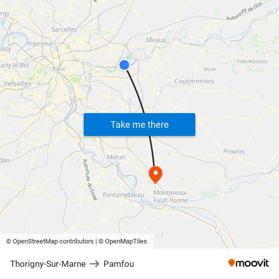 Thorigny-Sur-Marne to Pamfou map