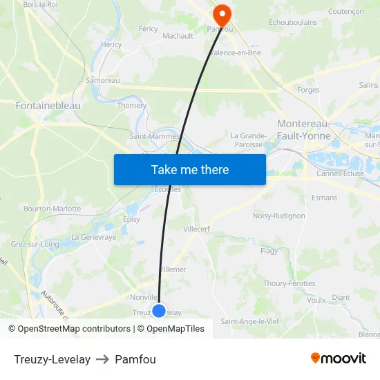 Treuzy-Levelay to Pamfou map