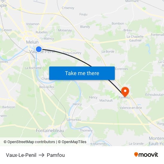 Vaux-Le-Penil to Pamfou map