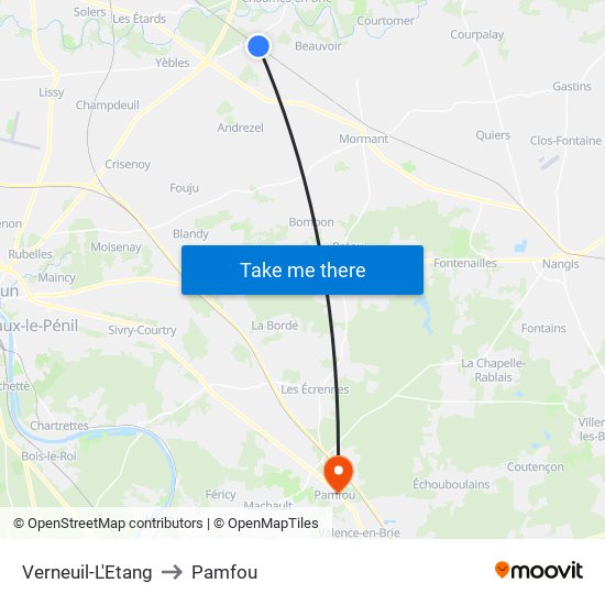 Verneuil-L'Etang to Pamfou map