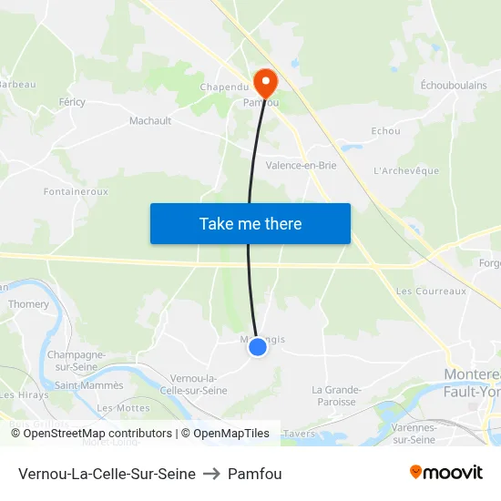 Vernou-La-Celle-Sur-Seine to Pamfou map