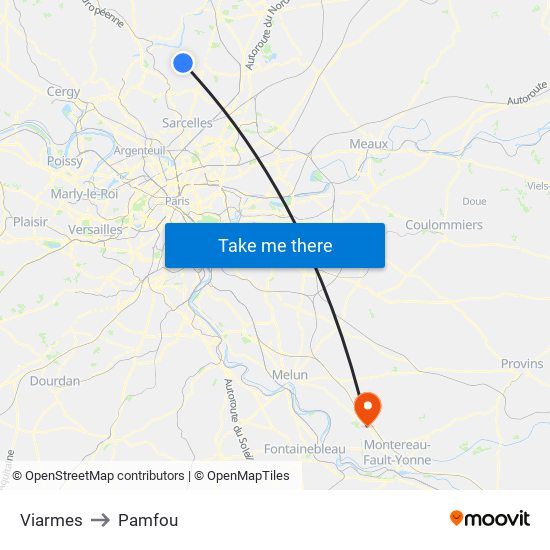 Viarmes to Pamfou map