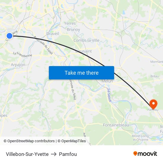 Villebon-Sur-Yvette to Pamfou map