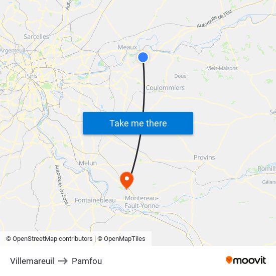 Villemareuil to Pamfou map