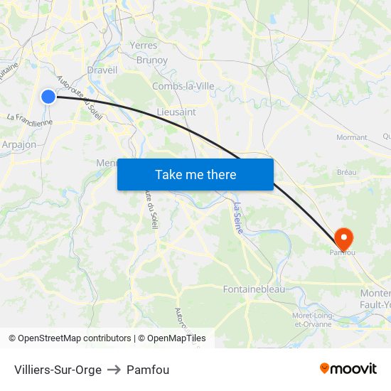 Villiers-Sur-Orge to Pamfou map