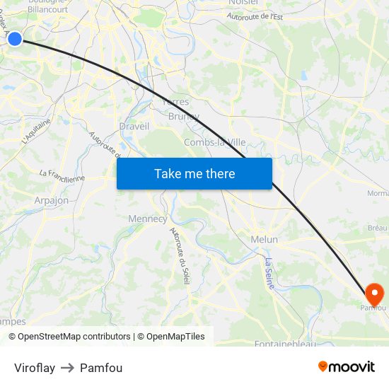Viroflay to Pamfou map